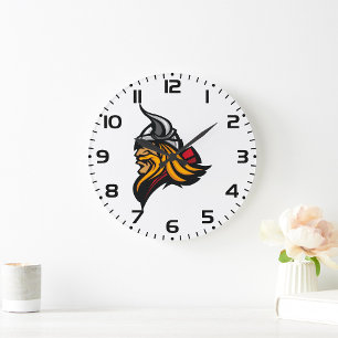 Fierce Viking Warrior Head Noorse helm en baard Grote Klok