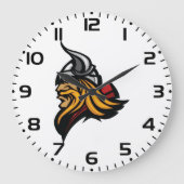 Fierce Viking Warrior Head Noorse helm en baard Grote Klok (Voorkant)