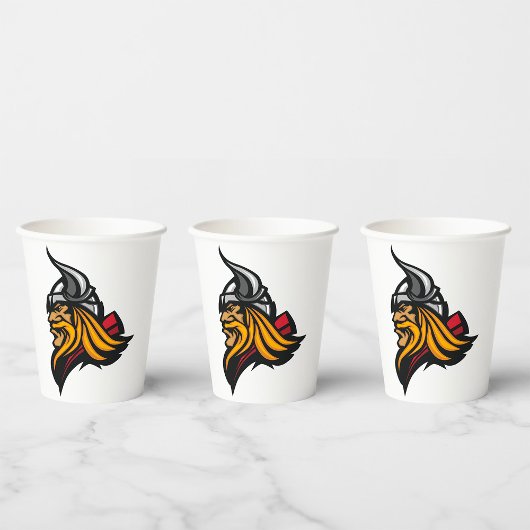 Fierce Viking Warrior Head Noorse helm en baard Papieren Bekers