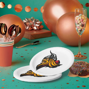 Fierce Viking Warrior Head Noorse helm en baard Papieren Bordje