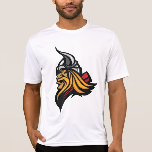 Fierce Viking Warrior Head Noorse helm en baard T-shirt (Voorkant)