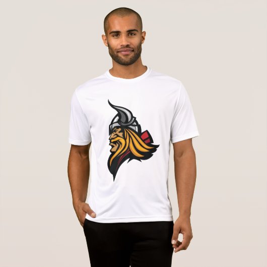 Fierce Viking Warrior Head Noorse helm en baard T-shirt (Voorkant volledig)