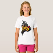 Fierce Viking Warrior Head Noorse helm en baard T-shirt (Voorkant volledig)