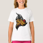 Fierce Viking Warrior Head Noorse helm en baard T-shirt (Voorkant)