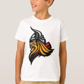 Fierce Viking Warrior Head Noorse helm en baard T-shirt (Voorkant)