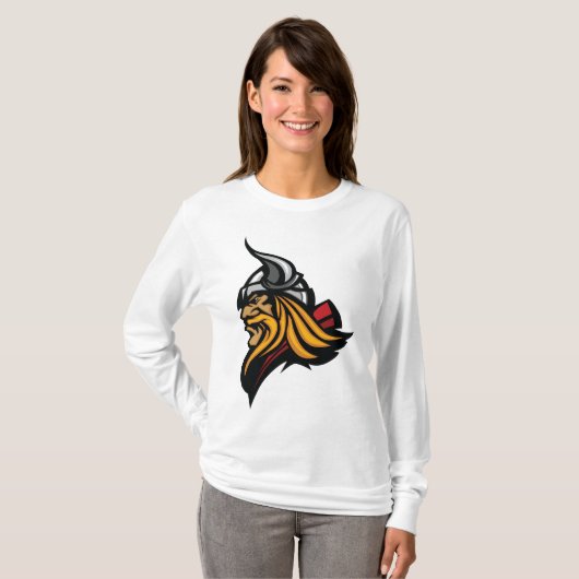 Fierce Viking Warrior Head Noorse helm en baard T-shirt (Voorkant volledig)