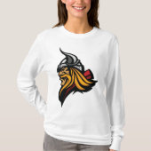 Fierce Viking Warrior Head Noorse helm en baard T-shirt (Voorkant)