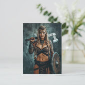 Fierce Viking Warrior Woman Briefkaart (Staand voorkant)