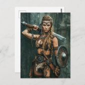 Fierce Viking Warrior Woman Briefkaart (Voorkant / Achterkant)