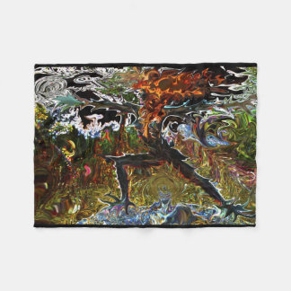 Fierce Warrior 2 Yoga Fleece Blanket by Deprise