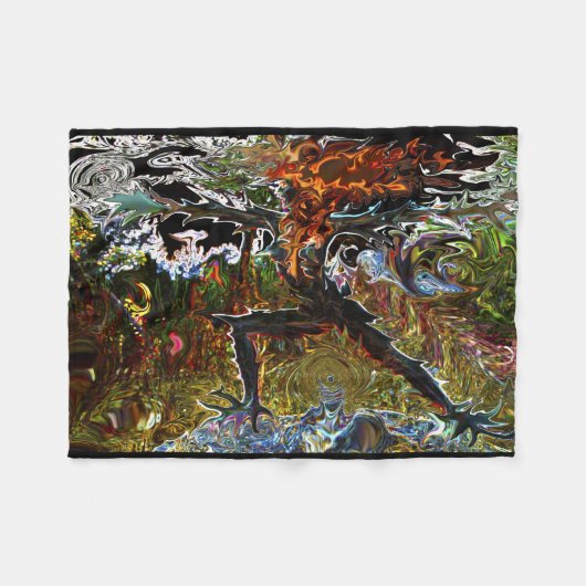Fierce Warrior 2 Yoga Fleece Blanket by Deprise (Voorkant (Horizontaal))