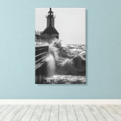 Fierce Waves in St Joseph Grayscale Canvas Afdruk (Insitu (Houten vloer))