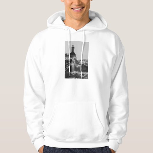 Fierce Waves in St Joseph Grayscale Hoodie (Voorkant)