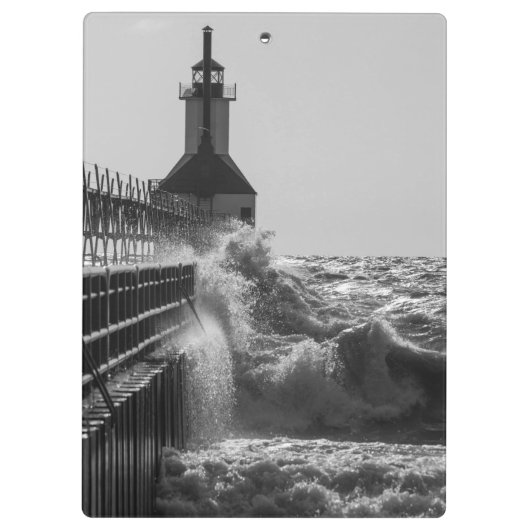 Fierce Waves in St Joseph Grayscale Klembord (Achterkant)
