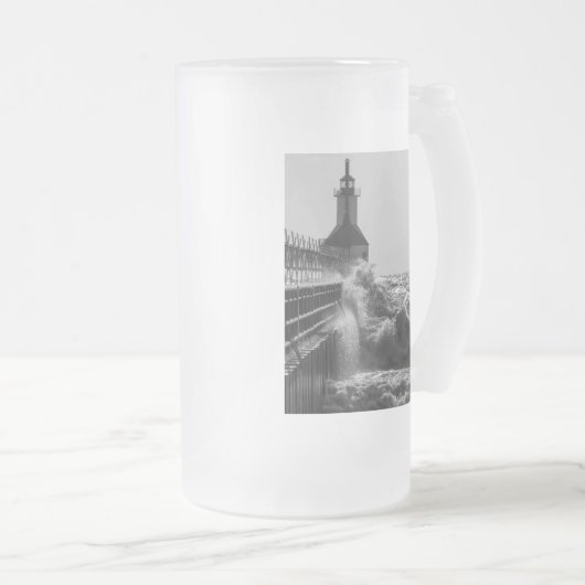 Fierce Waves in St Joseph Grayscale Matglas Bierpul (Voorkant rechts)