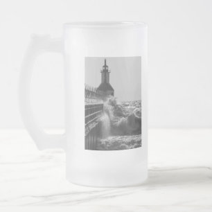 Fierce Waves in St Joseph Grayscale Matglas Bierpul