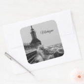 Fierce Waves in St Joseph Grayscale Vierkante Sticker (Envelop)