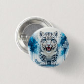 Fierce White Leopard Ronde Button 3,2 Cm (Voorkant /achterkant)