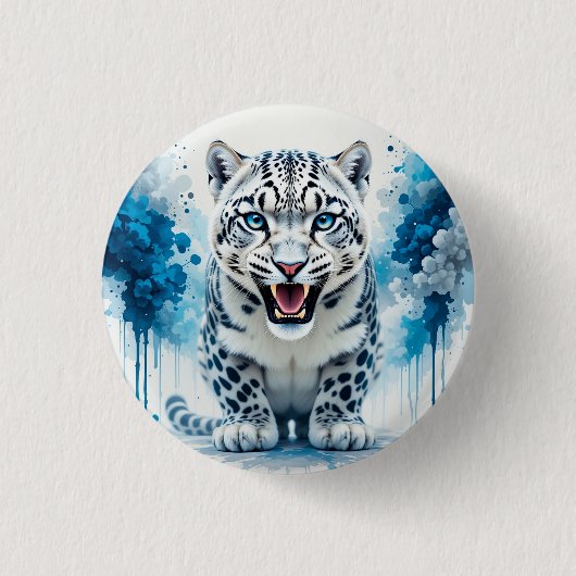 Fierce White Leopard Ronde Button 3,2 Cm (Voorkant)