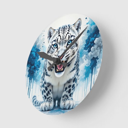 Fierce White Leopard Ronde Klok (Hoek)