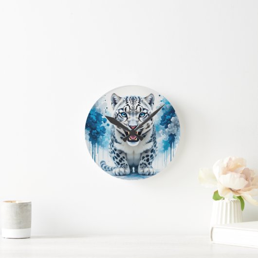 Fierce White Leopard Ronde Klok (Huis)