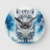 Fierce White Leopard Ronde Klok (Voorkant)