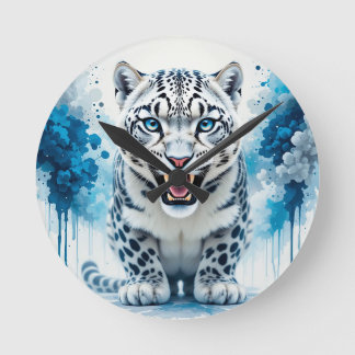 Fierce White Leopard Ronde Klok