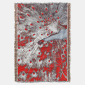 Fierce White Red Peacock Deken (Voorkant Verticaal)