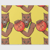 Fierce Wildcat Basketball Mascot Cadeaupapier (Vlak)