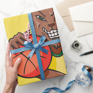 Fierce Wildcat Basketball Mascot Cadeaupapier