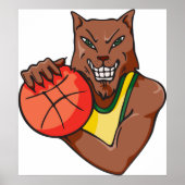 Fierce Wildcat Basketball Mascot Poster (Voorkant)