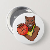 Fierce Wildcat Basketball Mascot Ronde Button 7,6 Cm (Voorkant /achterkant)