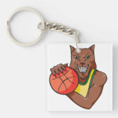 Fierce Wildcat Basketball Mascot Sleutelhanger (Voorkant)