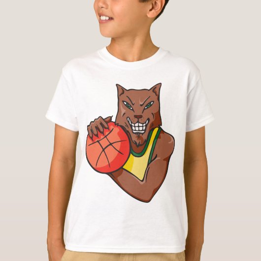 Fierce Wildcat Basketball Mascot T-shirt (Voorkant)
