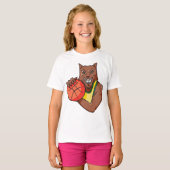 Fierce Wildcat Basketball Mascot T-shirt (Voorkant volledig)