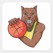 Fierce Wildcat Basketball Mascot Vierkante Sticker (Voorkant)