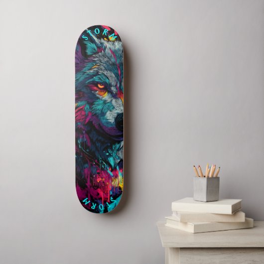 Fierce Wolf Graffiti Street – Limited Edition Persoonlijk Skateboard (Muurkunst)