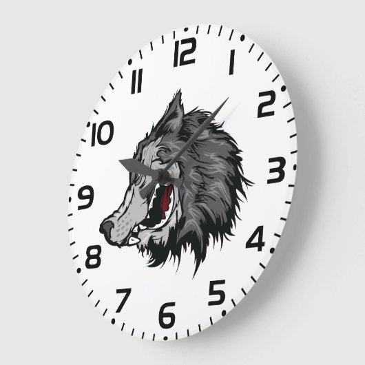 Fierce Wolf Head Bold Wild Animal Grote Klok (Hoek)