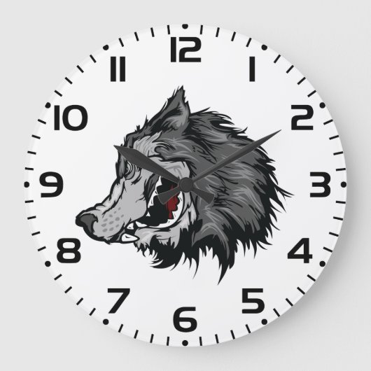 Fierce Wolf Head Bold Wild Animal Grote Klok (Voorkant)