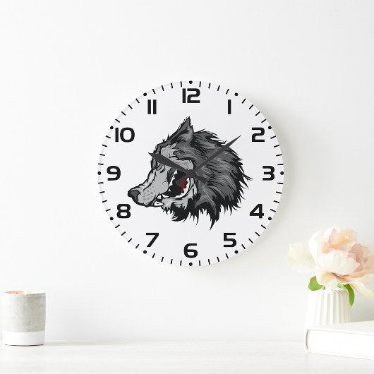Fierce Wolf Head Bold Wild Animal Grote Klok