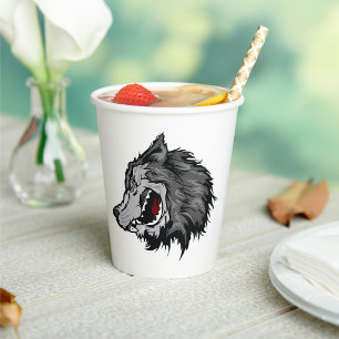 Fierce Wolf Head Bold Wild Animal Papieren Bekers