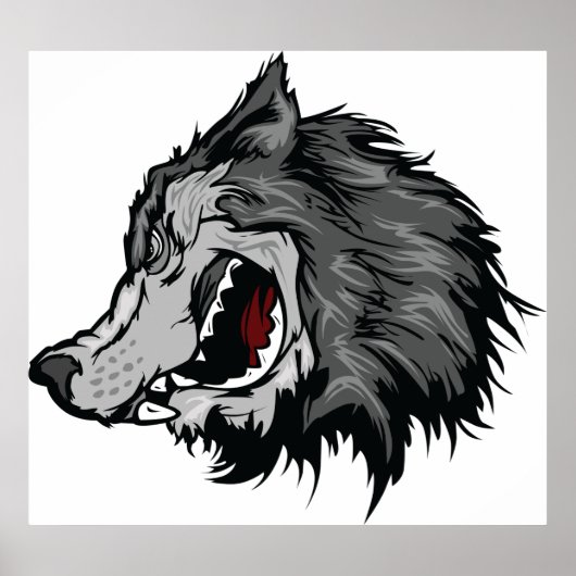 Fierce Wolf Head Bold Wild Animal Poster (Voorkant)