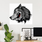 Fierce Wolf Head Bold Wild Animal Poster