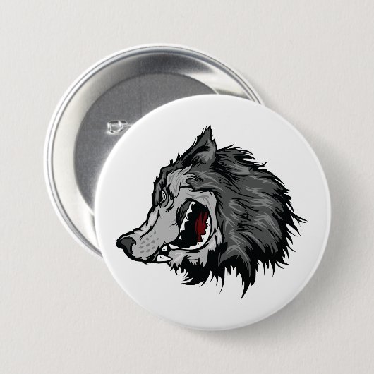 Fierce Wolf Head Bold Wild Animal Ronde Button 7,6 Cm (Voorkant /achterkant)
