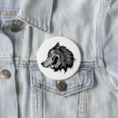 Fierce Wolf Head Bold Wild Animal Ronde Button 7,6 Cm (In situ)