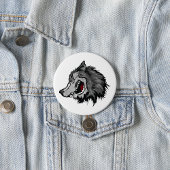 Fierce Wolf Head Bold Wild Animal Ronde Button 7,6 Cm