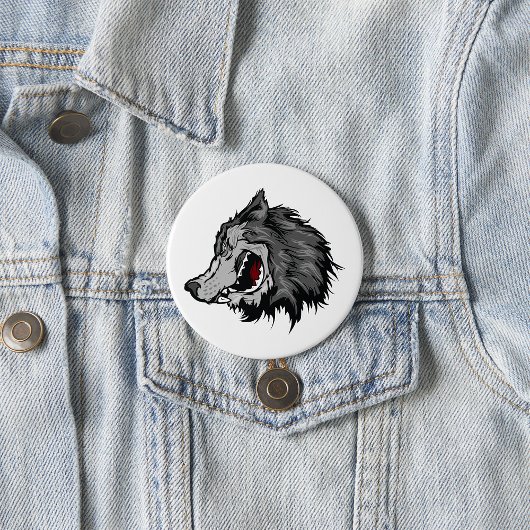 Fierce Wolf Head Bold Wild Animal Ronde Button 7,6 Cm