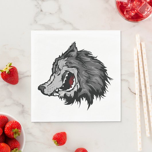 Fierce Wolf Head Bold Wild Animal Servet