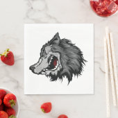 Fierce Wolf Head Bold Wild Animal Servet (Insitu)