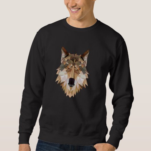 Fierce Wolf Head Geometrische stamkunst Trui (Voorkant)